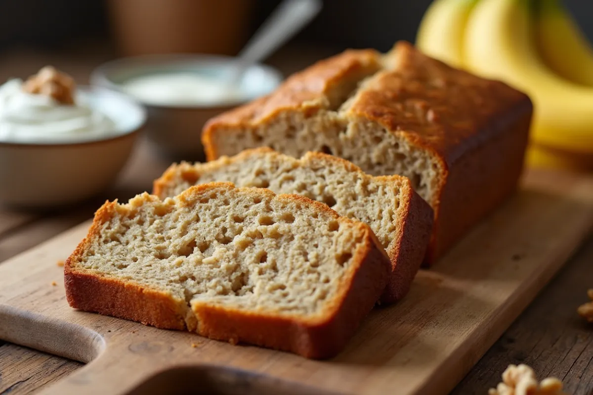 healthy banana bread with yogurt