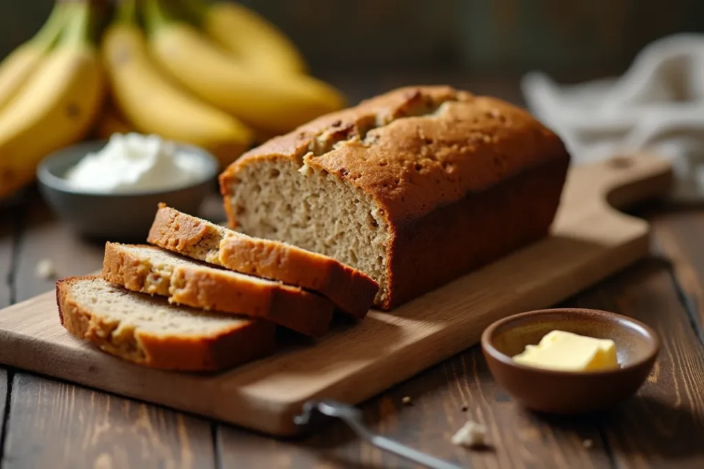 healthy banana bread with yogurt