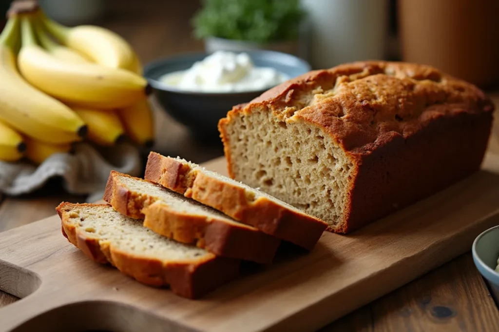 healthy banana bread with yogurt