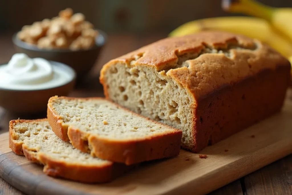 healthy banana bread with yogurt